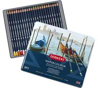 Craie aquarelle DERWENT Watercolour, 24pcs dans une boîte en métal