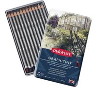 Craie graphite DERWENT Graphitint, 12pcs en boîte métal