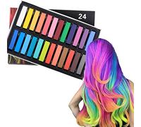 Craie Pour Cheveux, Ensemble Craie Cheveux Jetable 24 Couleurs, Colorant Cheveux Temporaire Lavable Non Toxique, Une Teinture Pour Cheveux AdaptéE à NoëL, Carnaval, FêTe, Cosplay