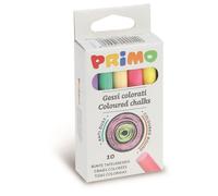 Craies colorées - PRIMO - Boîte de 10 - Non poussiéreuses - Couleurs vives - Pour enfants