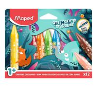 Maped – Crayons de cire Jungle Fever – Format jumbo triangulaire 12 couleurs – Dès 1 an