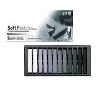 Craies pastel sec - Mungyo - MP-12GP - Camaieu de gris - Boite de 12 - Section carrée 1 cm