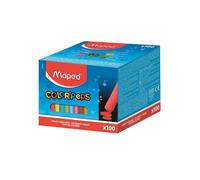 Maped - Craies Fines pour Tableau Noir et Ardoise Naturelle - Boîte de 100 Craies de 10 Couleurs Vives, 100 Unité (Lot de 1)