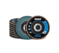 CRALY Lot de 10 disques à lamelles de 11,4 cm, arbre de 2,2 cm, grain 80, type 29, disque abrasif haute performance en oxyde de zirconium pour meuleuse d'angle, meule abrasive haute performance pour