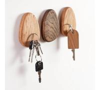 Craman Porte-clés magnétique en bois de chêne en forme de pierre - Porte-couteaux mural - Organiseur circulaire (natural)