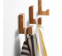 Craman Un crochet - Crochet mural autocollant en chêne carré sans perçage, décoller et coller, crochet porte-serviette/vêtements pour salle de bain, cuisine, couloir | HSA5 (size S)