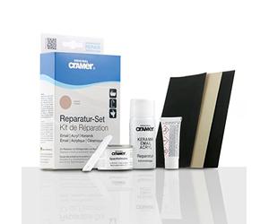 Cramer Kit de réparation pour céramique, émail & acrylique, beige Bahama CRA16250DE pour écaillage et rayures - Kit : mastic 2 composants, durcisseur, vernis de réparation, mastic, abrasif, 66105 8