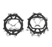 Crampons à 18 points en acier inoxydable avec plateforme de montage en caoutchouc pour la traction sur routes glacées, sentiers enneigés et itinéraires (8-Noir)