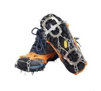 Crampons à glace à 13 dents, antidérapants pour chaussures, bottes, randonnée, alpinisme, escalade - Poignées de sécurité (Jaune-M)