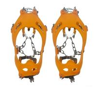 Crampons à glace à 13 dents, antidérapants pour chaussures, bottes, randonnée, alpinisme, escalade - Poignées de sécurité (jaune-L)