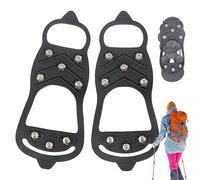 Crampons à glace antidérapants pour bottes 8 crampons | Poignées de neige pour bottes de randonnée, marche, camping, neige, glace, rocher