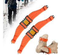 Crampons à glace pour chaussures et bottes - Antidérapants - Avec 4 griffes - Universelles - Traction hivernale - Antidérapantes - Pour la marche - Orange