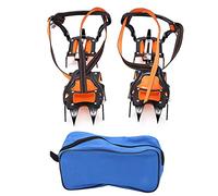 Crampons Anti-dérapants à 12 Dents, Crampons de Glace Haute résistance, Crampons pour Chaussures et Bottes, Pointes de Traction à Longues Dents en Acier avec Sangles en Nylon pour