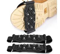 Crampons Antidérapants pour Chaussures 7 Dents Couvre-Chaussures Anti-Glisse Neige Réglables en TPR Noir pour Voyage et Alpinisme