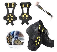 Crampons Chaussures Antidérapant avec 10 Clous à Neige Grips, Les Randonnées, Protection Antiglisse, la Glace Chasse et la Marche en Hiver - Unisexe (L)