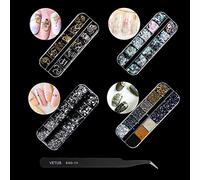 Crampons d'art pour ongles 3D - Coquillage - Pièce d'art pour ongles - Stente - Pierres strass - Perle caviars