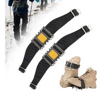 Crampons de glace pour chaussures et bottes - Antidérapants - Avec 4 griffes - Universelles - Traction hivernale - Antidérapantes - Pour la marche - Noir