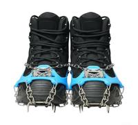 Crampons de traction à neige à 13 pointes antidérapantes sur les couvre-chaussures en caoutchouc et acier pour alpinisme, pêche, taille M L (bleu-L)