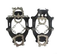 Crampons en acier à 13 dents antidérapants pour le ski, la pêche sur glace, l'alpinisme et la randonnée, avec caoutchouc et chaîne pour une meilleure adhérence sur la neige et la glace (noir, M)