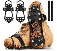 Crampons pour Chaussures Antidérapant,Crampons à Neige avec 10 Dents Glace Traction Crampons Neige Grips avec des Sangles,Chaussures Anti-Slip Crampons pour Alpinisme Marche Randonnée Jogging