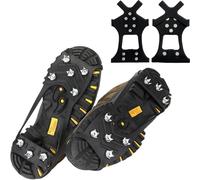 Crampons pour chaussures d'hiver à 10 dents en acier - Antidérapantes - Chaînes à neige pour chaussures - Antidérapantes - Avec pointes en acier inoxydable - Pour la randonnée, la neige, la glace