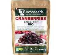 Cranberries Entières Bio 1KG | Sans sucre ajouté, naturellement sucrées au jus de pomme | Qualité Supérieure