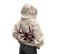Crancious Y2K Sweat à Capuche Spider à Fermeture éclair intégrale Imprimé Gothique Emo Grunge Sweat à Capuche Unisexe Harajuku avec Fermeture éclair Spider, Blanc, Medium