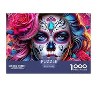 Crâne à Sucre Girl 1000 Pièces Puzzle pour Adultes Jeu Stimulant Puzzle Anti-Stress Cultiver l'esprit D'équipe pour Décorations Familiales 70x50cm/1000pcs