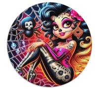 Crâne à Sucre Girl 1000 Pièces Puzzle pour Adultes Jeux De Défi Familial Divertissement Apaisant Cultiver l'esprit D'équipe pour Décorations Familiales 1000pcs (67.5x67.5cm)