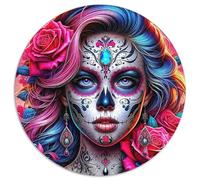 Crâne à Sucre Girl 1000 Pièces Puzzle pour Adultes Jeux De Défi Familial Divertissement Apaisant Entraîner La Mémoire du Cerveau pour Adultes Et Enfants De 14 Ans Et Plus 1000pcs (67.5x67.5cm)