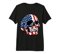Crâne américain Style Drapeau américain 4 Juillet Old Glory Reaper T-Shirt Haut de Gamme