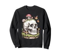 Crâne avec Champignons Escargot et Papillons Gothique Naturecore Sweatshirt