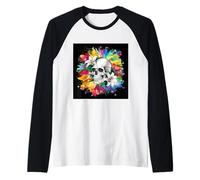 Crâne avec des lys pour Les goths et Les emos Manche Raglan