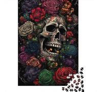 Crâne avec des Roses 1000 Pièce Papier Écologique Puzzle Premium Adolescents Fans 12-18 Ans Formation De Concentration Joyeux Cadeau 70x50cm/1000pcs