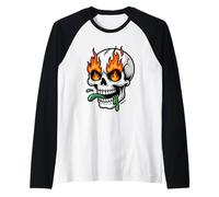 Crâne avec feu dans Les Yeux et Langue gluante Manche Raglan