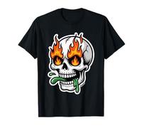 Crâne avec feu dans Les Yeux et Langue gluante T-Shirt