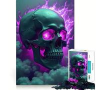 Crâne avec Flammes Violettes et Yeux V 1000 pièces Puzzle pour Adultes Jeu de réflexion et de Partage Découpe de précision Art à Exposer 50x75cm