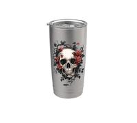 Crâne avec roses rouges et épines - Gothique Gobelet isotherme en acier inoxydable double paroi