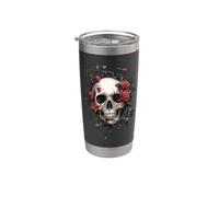Crâne avec roses rouges et épines - Gothique Gobelet isotherme en acier inoxydable double paroi