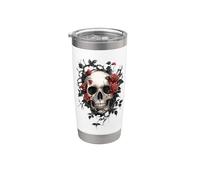 Crâne avec roses rouges et épines - Gothique Gobelet isotherme en acier inoxydable double paroi