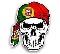 Crâne avec Tête Bandana Design avec Portugal Portugais Drapeau Pays Nouveauté Vinyle Autocollant Voiture 100x120mm