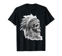 Crâne Aztèque à Plumes Maya Mexicaine Maya Indigène Aztèque T-Shirt