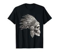 Crâne Aztèque Maya Mexicaine Plumes Mayas Indigènes Azteca T-Shirt