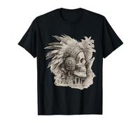 Crâne Aztèque Maya Mexicaine Plumes Mayas Indigènes Azteca T-Shirt