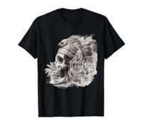 Crâne Aztèque Maya Mexicaine Plumes Mayas Indigènes Azteca T-Shirt