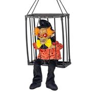 Crâne Cage Prisonnier Son Effrayant Illuminé Capteur de Mouvement Décoration d'halloween Squelette Électrique Suspendu pour Maison Hantée, Pas de Batterie, Style 2 Décor Manoir Hanté