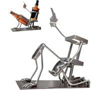 Crâne Coke et vin Bouteille Stand, Crâne en métal vin Bouteille Rack, Steampunk Style Boisson Stand, Bar décor pour la bière Whisky pour la Maison Cuisine décor (Silver)