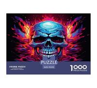 Crâne coloré Pop Art Puzzles Jeu De Société Adulte Pièces Parfaitement Assorties 1000 Pièces Squelette Casse-tête Qualité Premium pour Adultes 70x50cm/1000pcs