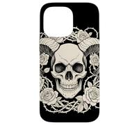 Crâne Cornes et Roses Gothiques Horreur Coque pour iPhone 14 Pro Max