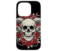 Crâne Cornes et Roses Gothiques Horreur Gothique Coque pour iPhone 14 Pro